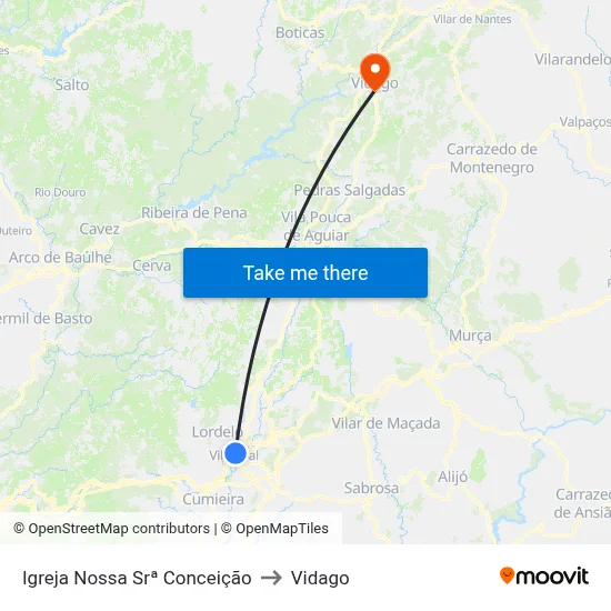 Igreja Nossa Srª Conceição to Vidago map