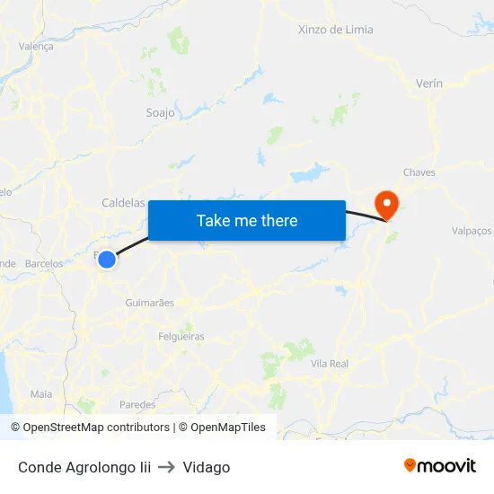Conde Agrolongo Iii to Vidago map