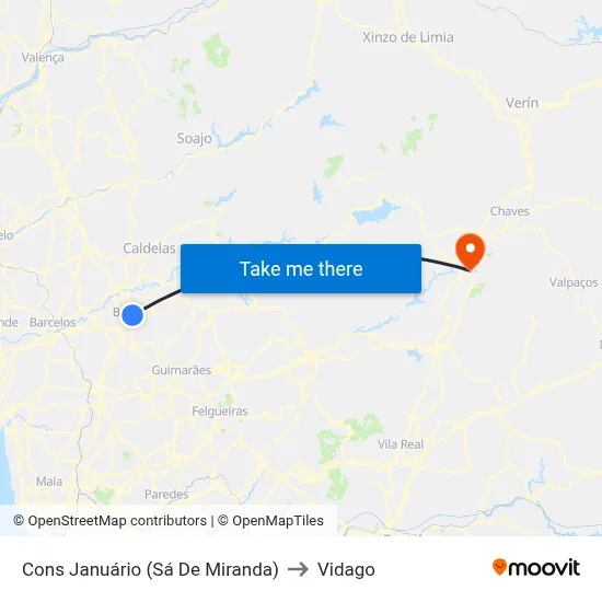 Cons Januário (Sá De Miranda) to Vidago map
