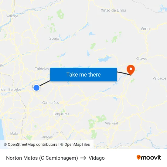 Norton Matos (C Camionagem) to Vidago map