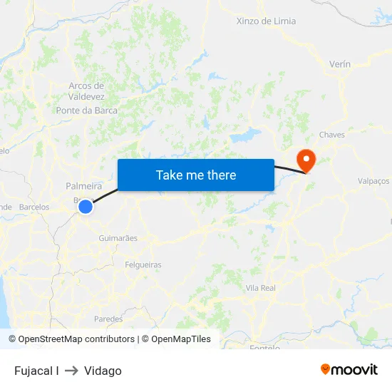 Fujacal I to Vidago map