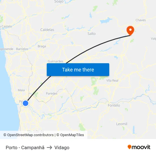 Porto - Campanhã to Vidago map