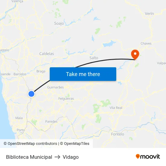 Biblioteca Municipal to Vidago map