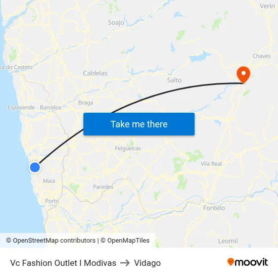 Vc Fashion Outlet I Modivas to Vidago map