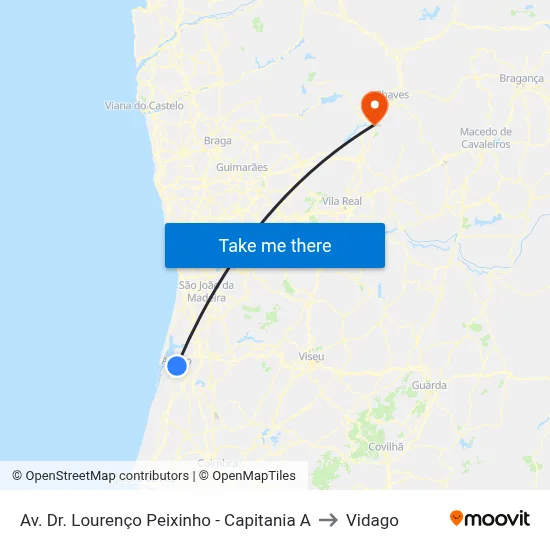 Av. Dr. Lourenço Peixinho - Capitania A to Vidago map