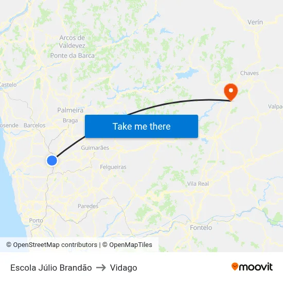 Escola Júlio Brandão to Vidago map