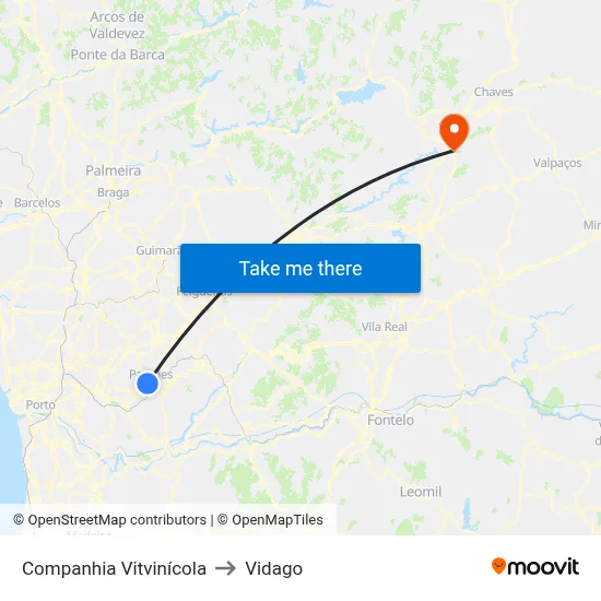 Companhia Vitvinícola to Vidago map