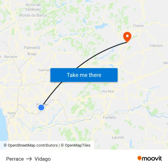 Perrace to Vidago map