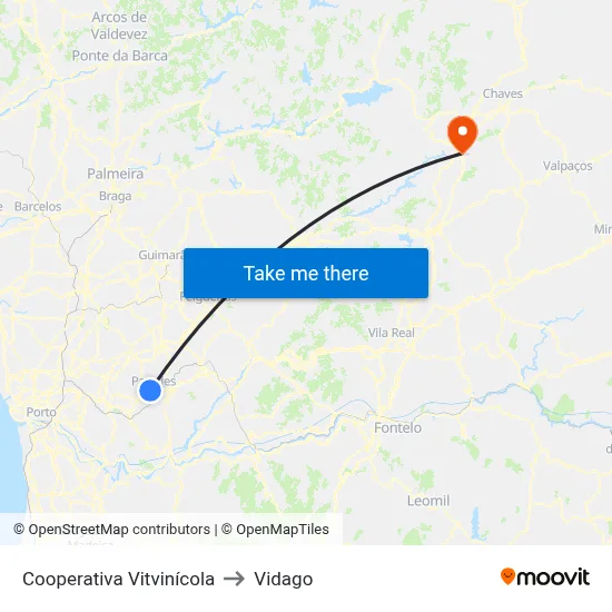 Cooperativa Vitvinícola to Vidago map