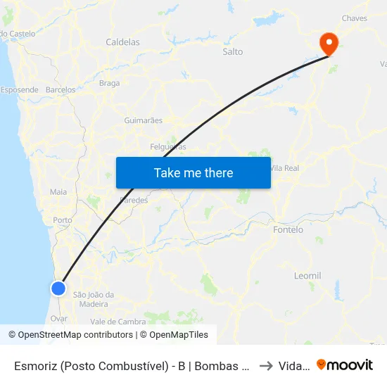Esmoriz (Posto Combustível) - B | Bombas Gasolina to Vidago map