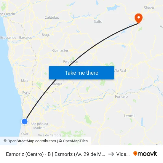 Esmoriz (Centro) - B | Esmoriz (Av. 29 de Março) to Vidago map