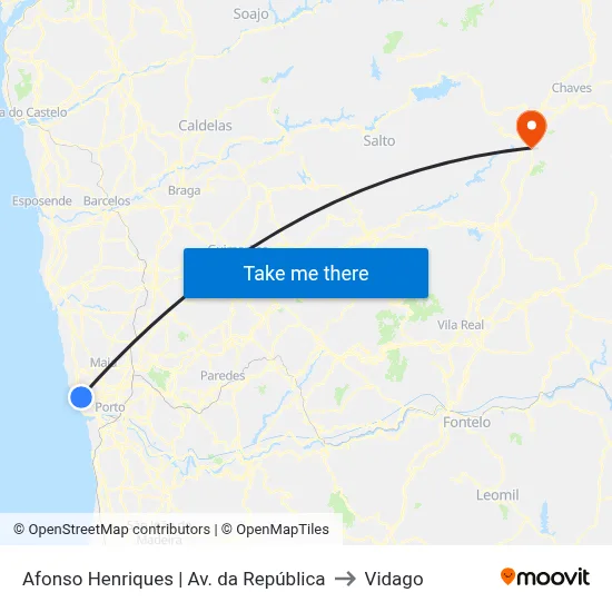 Afonso Henriques | Av. da República to Vidago map