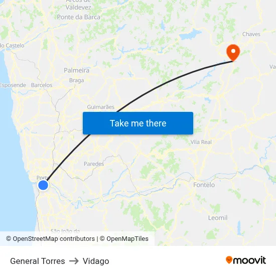 General Torres to Vidago map