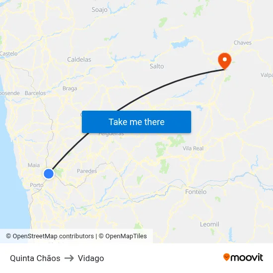 Quinta Chãos to Vidago map