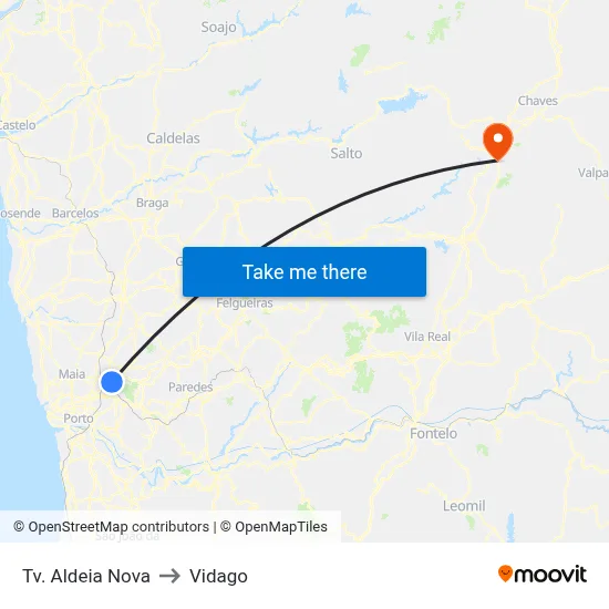 Tv. Aldeia Nova to Vidago map