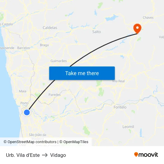 Urb. Vila d'Este to Vidago map