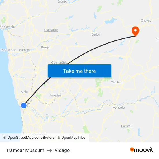 Tramcar Museum to Vidago map