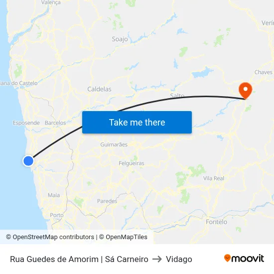 Rua Guedes de Amorim | Sá Carneiro to Vidago map