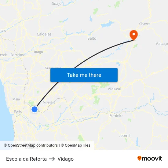 Escola da Retorta to Vidago map