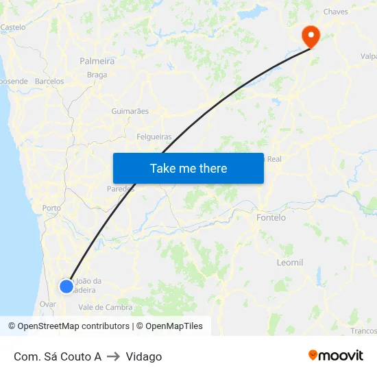 Com. Sá Couto A to Vidago map