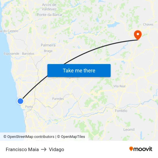 Francisco Maia to Vidago map