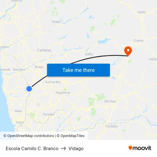 Escola Camilo C. Branco to Vidago map