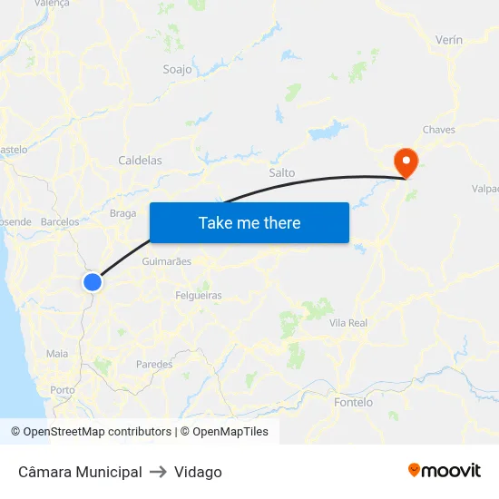 Câmara Municipal to Vidago map