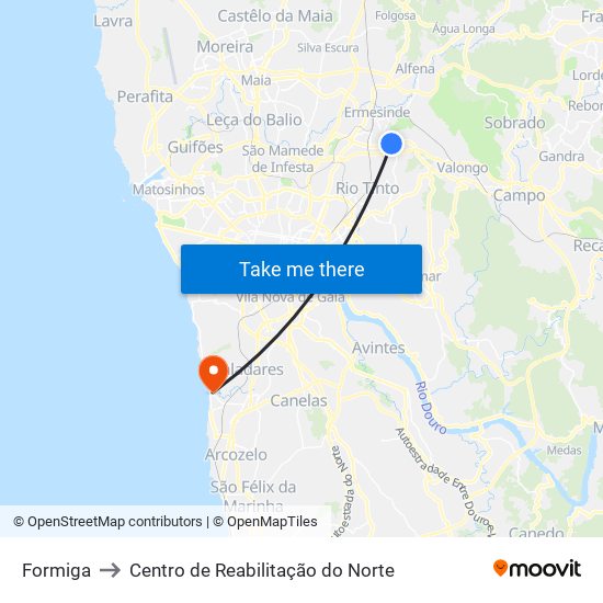 Formiga to Centro de Reabilitação do Norte map