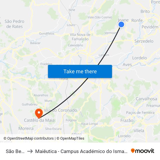 São Bento to Maiêutica - Campus Académico do Ismai e Ipmaia map