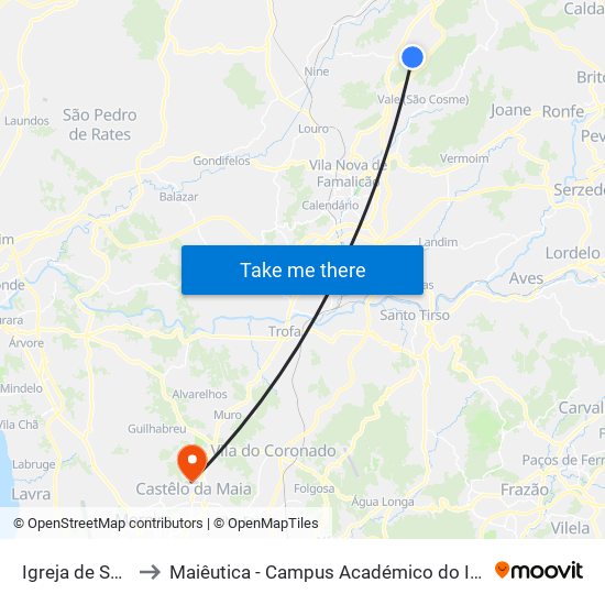 Igreja de Sezures to Maiêutica - Campus Académico do Ismai e Ipmaia map