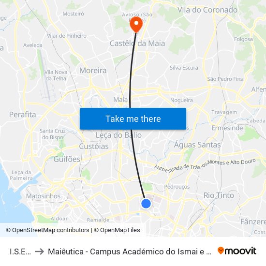 I.S.E.P. to Maiêutica - Campus Académico do Ismai e Ipmaia map