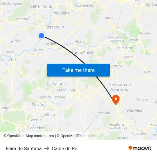 Feira de Santana to Caíde de Rei map