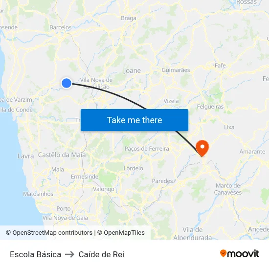 Escola Básica to Caíde de Rei map