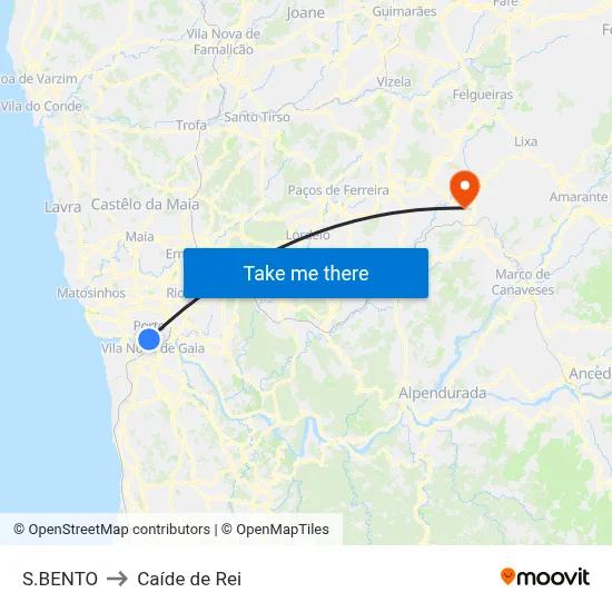 S.BENTO to Caíde de Rei map