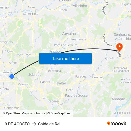9 DE AGOSTO to Caíde de Rei map