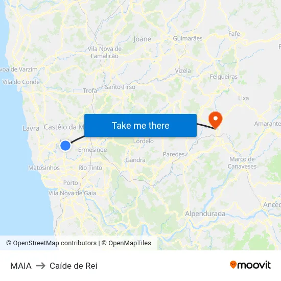MAIA to Caíde de Rei map