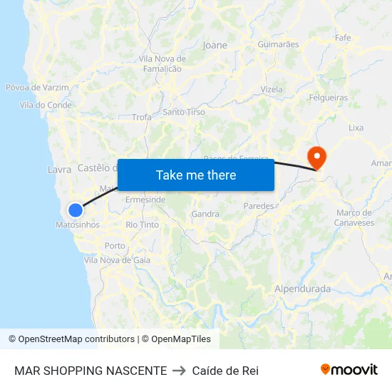 MAR SHOPPING NASCENTE to Caíde de Rei map