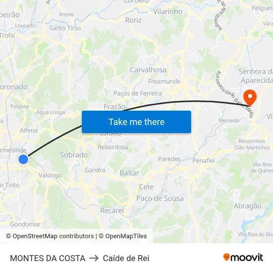 MONTES DA COSTA to Caíde de Rei map
