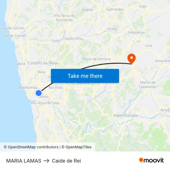 MARIA LAMAS to Caíde de Rei map