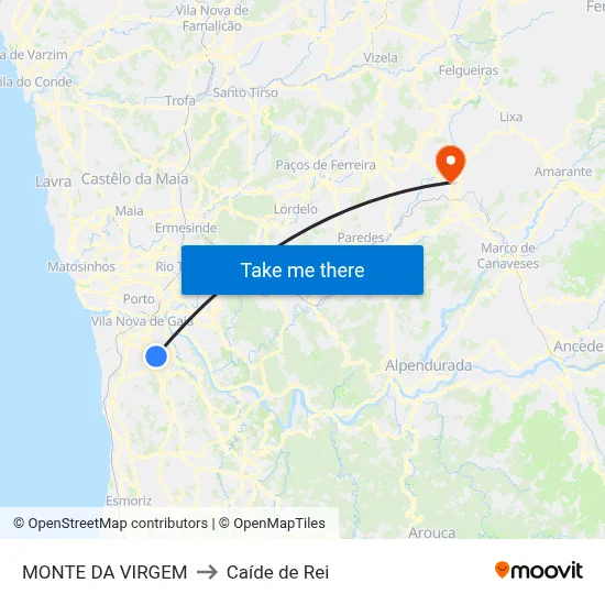 MONTE DA VIRGEM to Caíde de Rei map