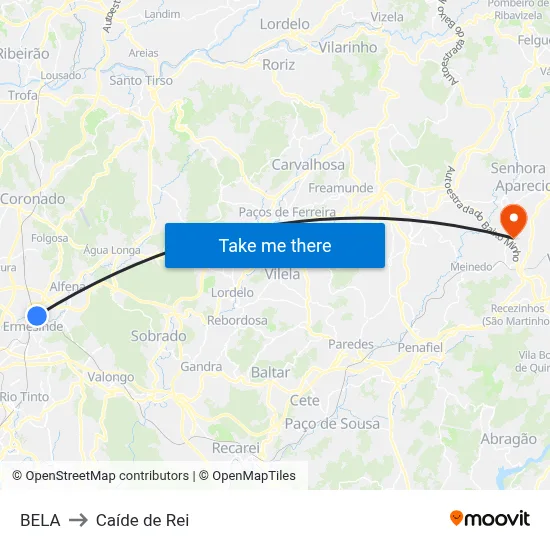 BELA to Caíde de Rei map