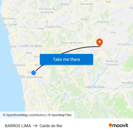 BARROS LIMA to Caíde de Rei map