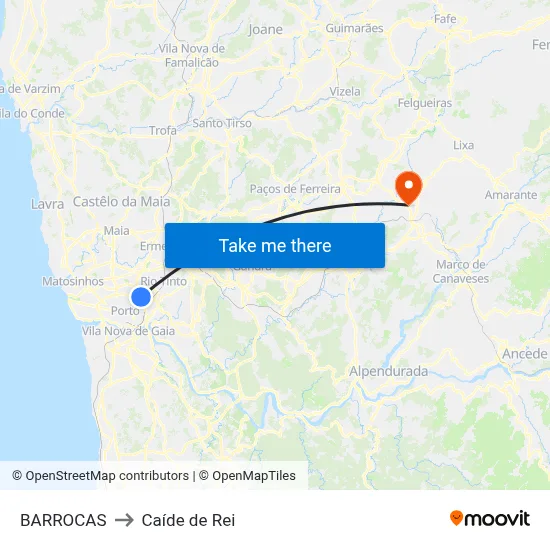 BARROCAS to Caíde de Rei map