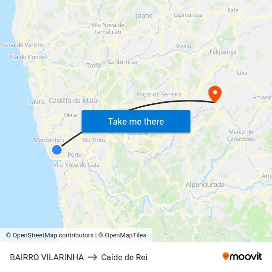 BAIRRO VILARINHA to Caíde de Rei map