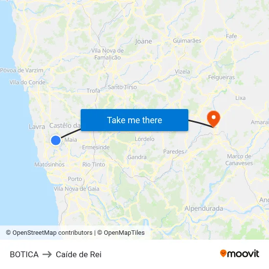 BOTICA to Caíde de Rei map