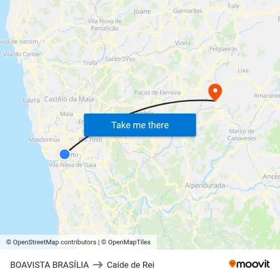 BOAVISTA BRASÍLIA to Caíde de Rei map