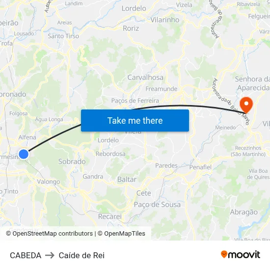 CABEDA to Caíde de Rei map