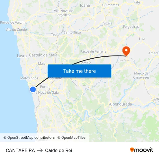 CANTAREIRA to Caíde de Rei map