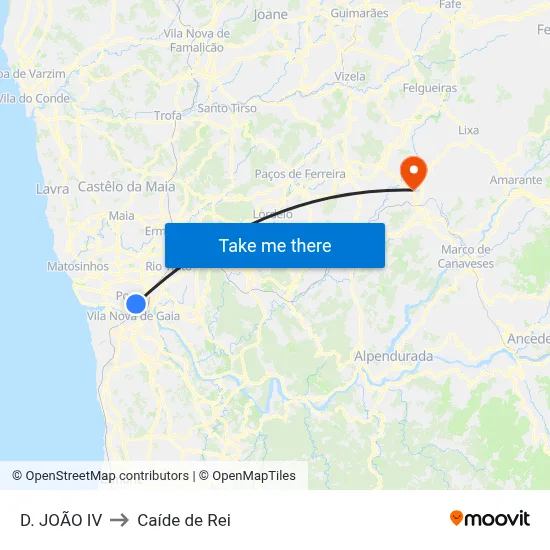 D. JOÃO IV to Caíde de Rei map