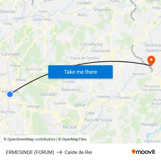 ERMESINDE (FORUM) to Caíde de Rei map
